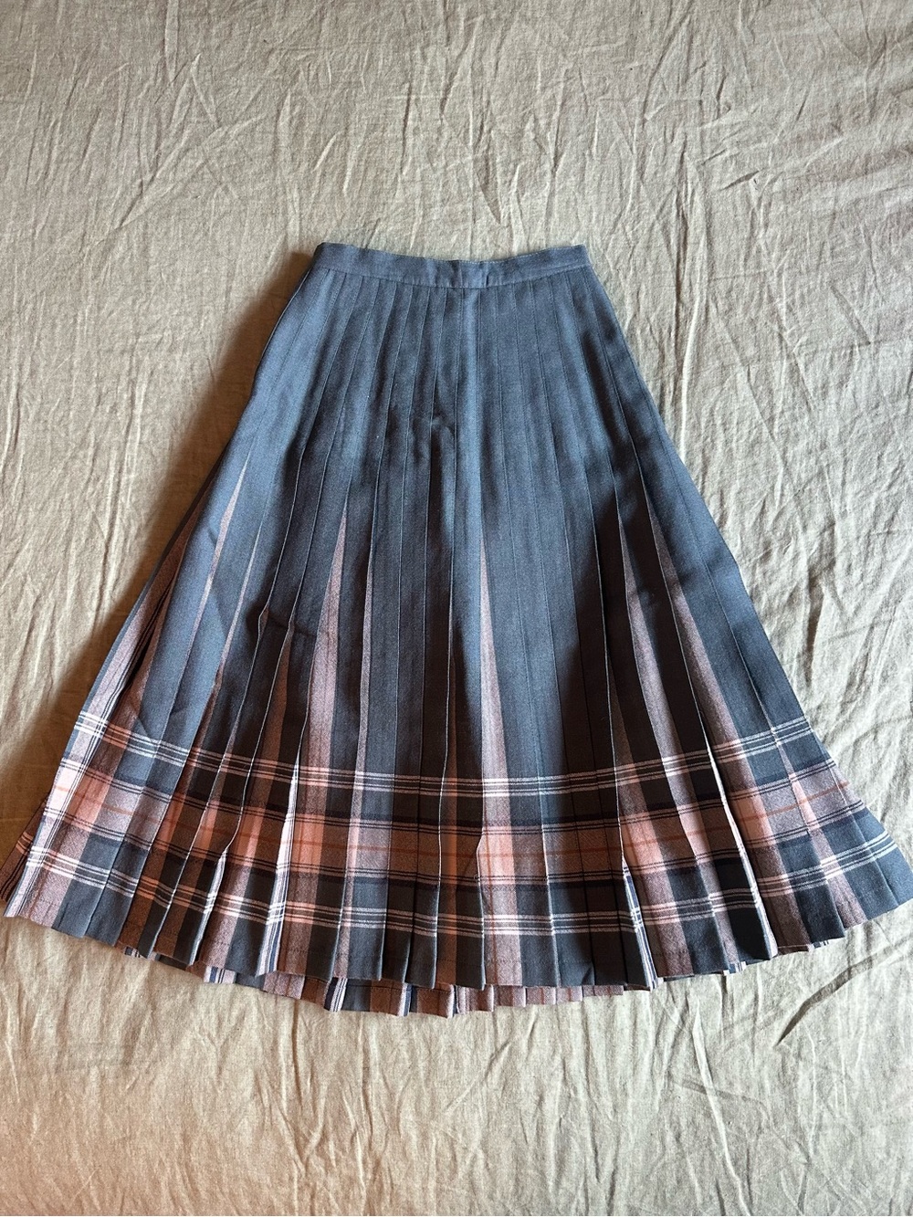 Vintage Reversible Pleated Pendleton Green & Tan Maxi Skirt